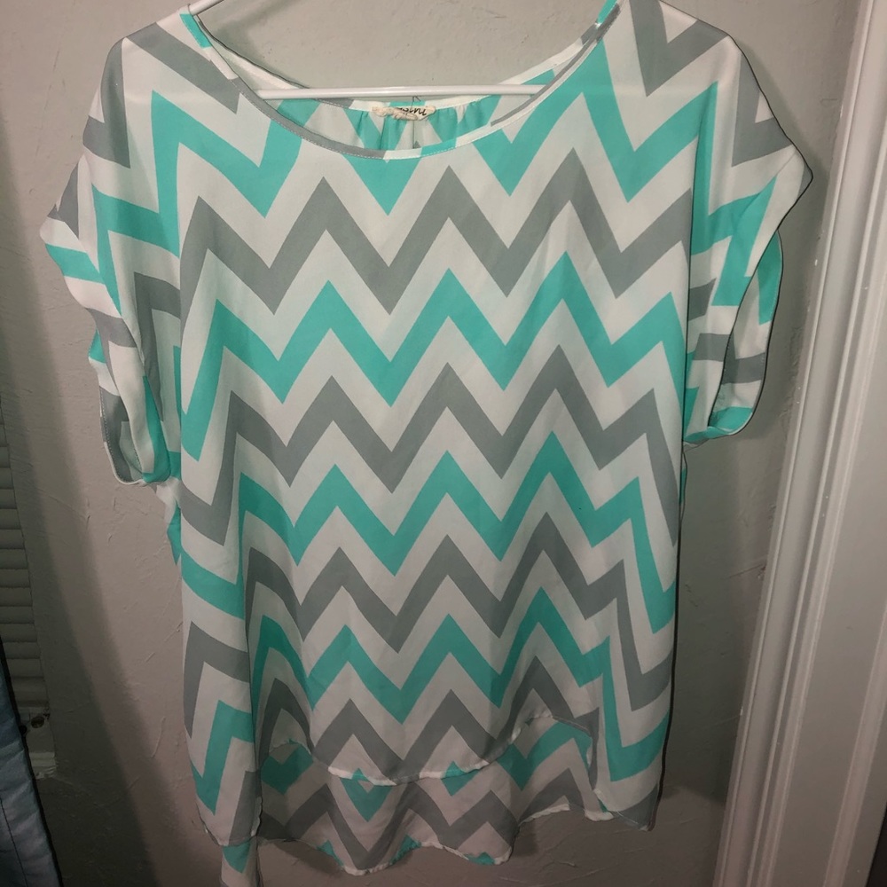 Teal chevron blouse